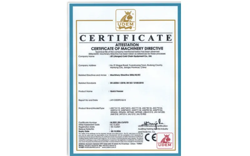 Certificate of Machinery Directive